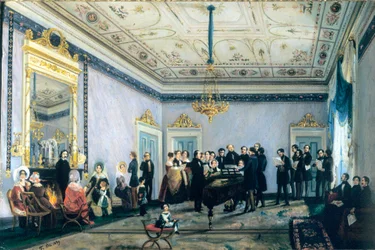 Konzert im Haus von Branca (Salon oder Treffen der Persönlichkeiten der Musikwelt in Mailand)